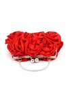 1pc Elegant Solid Color Sewn Rose Evening Clutch Bag, Suitable For Female Evening Party
